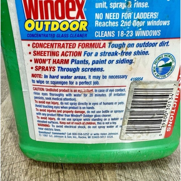 Windex Outdoor Concentrated Glass Cleaner 32oz + Refill Safe on Plants 1997 2Pk - Picture 6 of 7